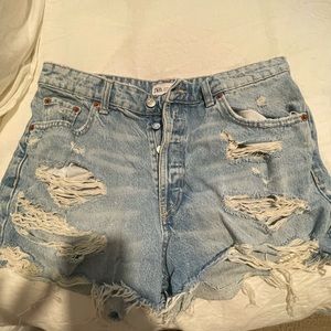 Zara Distressed Denim Shorts